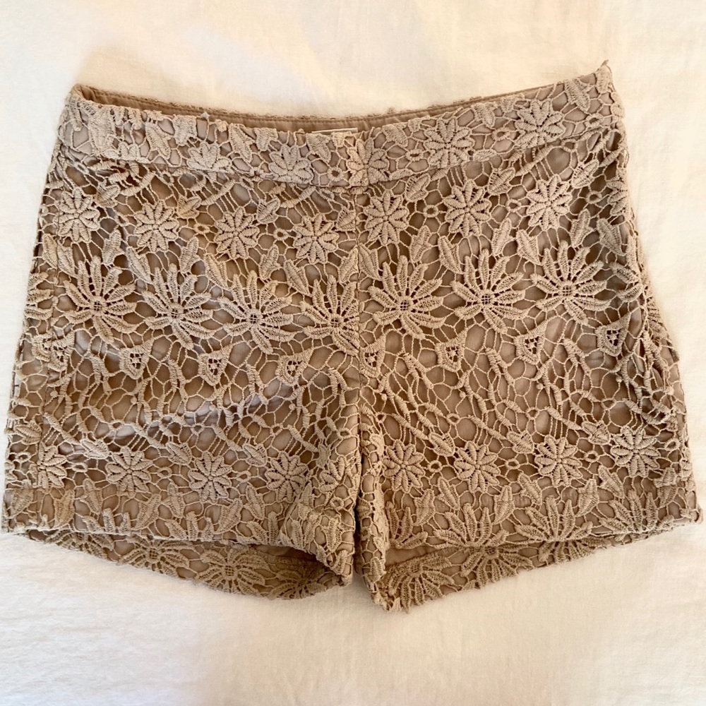 Floral Lace Overlay High Rise Shorts